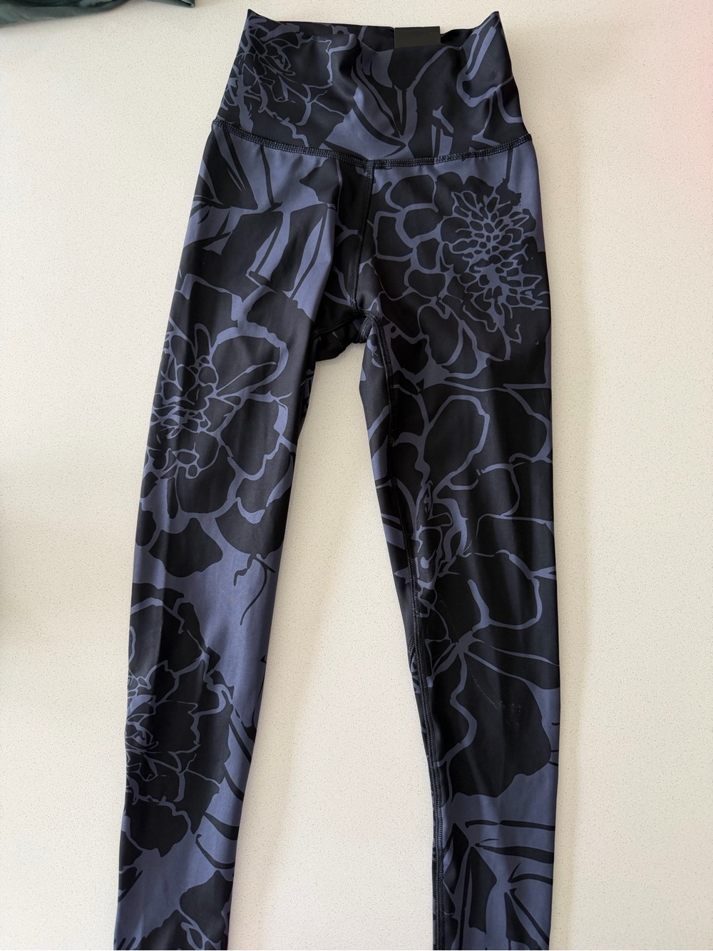 Adidas Floral High-Waist Leggings - Black & Dark Gray